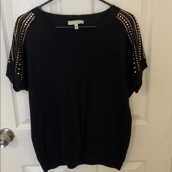 Chaus Short-sleeve knit top - Black/Gold Studs - Picture 1 of 4